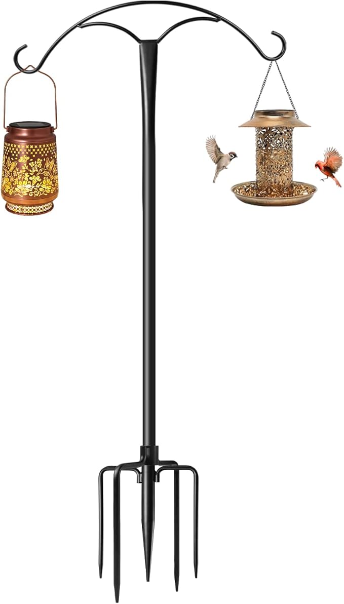 70 Inch Shepherds Hooks for Outdoor,Heavy Duty Shepherds Hooks for Outdoor with 5 Prong Base, Adjustable Stand Hanger for Garden Plant, Hummingbird Feeder, Lantern, Hanging Wedding Decor (1 Pack)