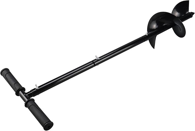 RealPlus Hand Auger Post Hole Digger 6" x 33" Garden Hole Digger Tool Large Manual Earth Auger Drill for Deep Cultivating Seedlings Planting Trees