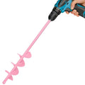 Auger Drill Bit for Planting 2 x 14.5 Inch, Garden Spiral Bit for 3/8" Hex Drive, Earth Post Hole Digger Bulb Planter Drill Auger for Planting Bedding Rapid Digging, Pretty Pink