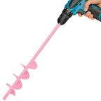 Auger Drill Bit for Planting 2 x 14.5 Inch, Garden Spiral Bit for 3/8" Hex Drive, Earth Post Hole Digger Bulb Planter Drill Auger for Planting Bedding Rapid Digging, Pretty Pink