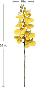 36" Faux Orchid Real Touch Signal Stem Phalaenopsis Orchid Spray with 9 Large Flowers for Home Arrangement, Artificial Flowers for Home Decor, Office House Decoration-Yellow Phalaenopsis 2 Pcs