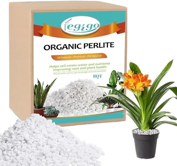 Legigo 8 Quarts Organic Horticultural Perlite for Plants Indoor- Natural Horticultural Soil Additive Conditioner Mix for Improves Drainage, Ventilation and Root Growth