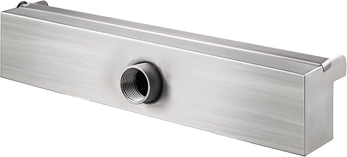 VEVOR Pool Fountain Stainless Steel Pool Waterfall Spillway with Pipe Connector Rectangular Garden Outdoor (11.8")