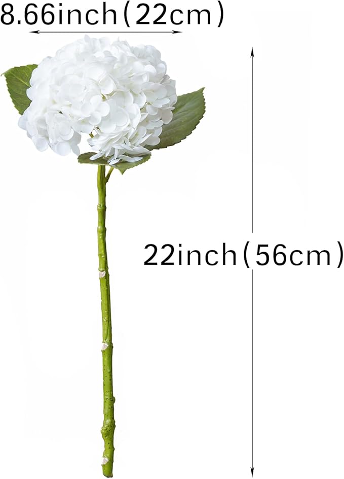 DUYONE 4Pcs 22 inch Lifelike Artificial Hydrangea,2 White & 2 Light Green Large Flowers Artificial Flowers Dry Flowers Outdoor Wedding Christmas Office Family Party Living Room Table Deco