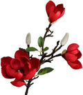 Artificial Orchid Flower Arrangement for Home Decoration - 3 Heads Magnolia Artificial Flowers for Living Room and Dining Table (Color : Red)
