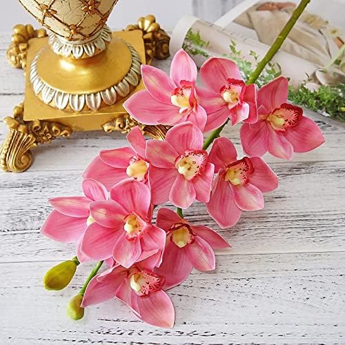 Luxurious Large Branch Real Touch 3D Printing Orchid Artificial Flowers Living Room Decoration Flores Artificiales (Color : Pink)