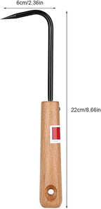 Bonsai Root Hook, Gardening Manganese Steel Root Rake with Ergonomic Wooden Handle, Bonsai Tools for Potted Plants Gardening Work Weeding Tool