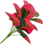 Artificial Caladium Plant with Red and Green Leaves, Red Leaf Artificial Plants Decoration Simulated Bonsai Potted Decor Home Room Party Wedding Office Floor(Rosered(No Flowerpot), 60cm)