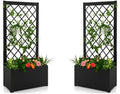 HAPPYGRILL 2 Raised Garden Bed with Trellis, 44” Metal Elevated Garden Box for Climbing Plants Vine, Outdoor Planter Box for Yard, Garden, Balcony