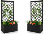 HAPPYGRILL 2 Raised Garden Bed with Trellis, 44” Metal Elevated Garden Box for Climbing Plants Vine, Outdoor Planter Box for Yard, Garden, Balcony