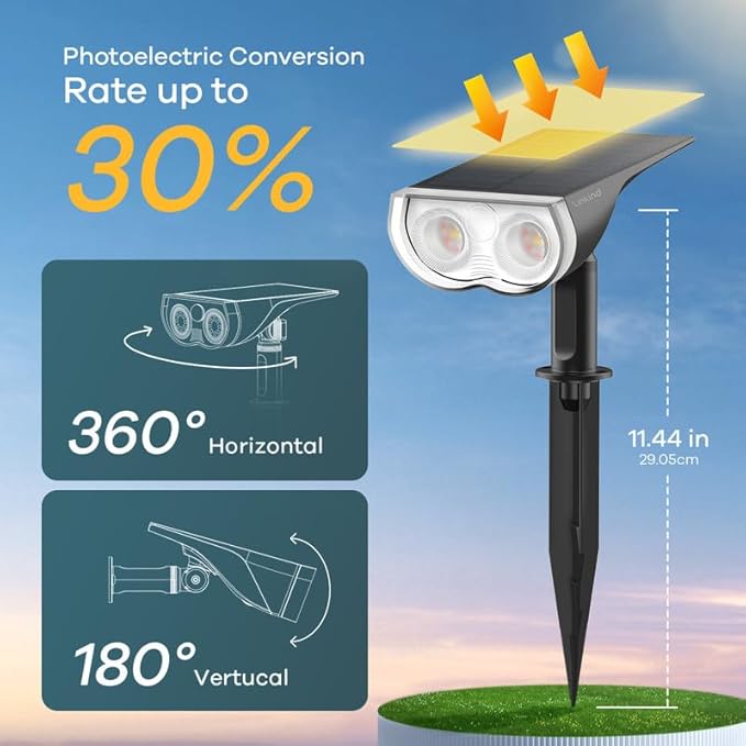 Linkind Solar Lights Outdoor Waterproof IP65, StarRay RGB Solar Spot Lights Outdoor, Color Changing Outdoor Solar Lights for Yard, Garden, Pathway, Holiday Decor (Multicolor, 4 Pack)