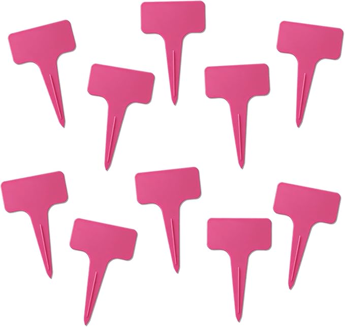 200 Pcs Thick T-Type Plant Labels, 4 Inch Waterproof PP Hard Plastic Garden Markers, Reusable Nursery Tag Stakes for Indoor Outdoor Potted Plants, Seedlings, Flowers, Vegetables & Herbs(Pink)