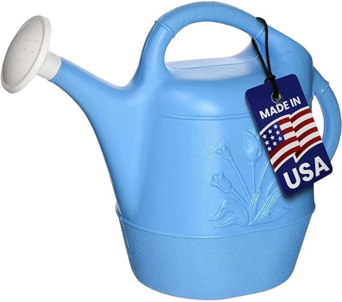 PMU 2 Gallon Watering Can - Garden Watering Can for Indoor & Outdoor Plants - Plastic Water Can with Detachable Sprinkler Head - Large Water Pot, Made in USA - Blue Pkg/1