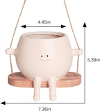 HUNTHAWK Large Swinging Smiley Face Planter Pot Hanging Flower Planters for Indoor and Outdoor Plants, Funny Succulent Pots for String of Pearls Plant Live- Ideal Gifts for Mother's Day and Christmas