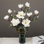 Artificial Orchid Flower Arrangement for Home Decoration - 3 Heads Magnolia Artificial Flowers for Living Room and Dining Table (Color : Yellow)