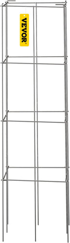 VEVOR Tomato Cages, 11.8" x 11.8" x 46.1", 5 Packs Square Plant Support Cages, Silver PVC-Coated Steel Tomato Towers for Climbing Vegetables, Plants, Flowers, Fruits