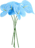 uxcell 4Pcs 11inch Artificial Anthurium Lily Flowers, Permanent Flower Bouquet for Home Arrangements Wedding Festival Decoration Crafts Store Decor Accessories, Sky Blue