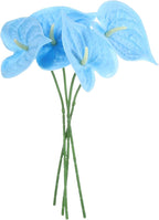 uxcell 4Pcs 11inch Artificial Anthurium Lily Flowers, Permanent Flower Bouquet for Home Arrangements Wedding Festival Decoration Crafts Store Decor Accessories, Sky Blue