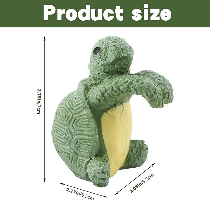 Turtle Flower Pot Hugger Decoration, Green Resin Hanging Planter Ornament, About 2.75 in Tall, for Pot Edge Terrarium Shelf and Patio Decor, 1 Pack
