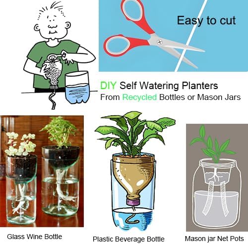 ORIMERC 50ft 1/4 inch Plants Self Watering Capillary Wick Rope Cord DIY Vacation Potted Flower Sitter Hydroponic Wicking Planter Pot Garden Seeds Starting Seedling Automatic Waterer System Device Line