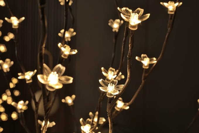 Lightshare Set of 3 LED Cherry Blossom Trees, 4FT 5FT and 6FT Lighted Artificial Trees for Decoration Inside and Outside, Home Patio Wedding Festival Christmas Decor
