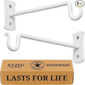 RTZEN Plant Hangers Outdoor or Indoor - Wrought Iron Metal Hanger Indoor Hook - Heavy Duty Wall Bracket Hooks for Hanging Plants Baskets Lanterns Wind Chimes - 2 Pack (White Shepherds Hooks 10")