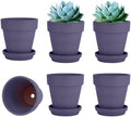 vensovo 4 Inch Small Purple Terracotta Plant Pots with Saucer - 6 Pack Clay Flowerpots with Drainage, Great for Indoor Outdoor Plants, Crafts, Wedding Favor
