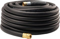 WiseFlow Garden Hose 75FT x 3/4", Heavy Duty Rubber Hose, Water Hose with Five Layered Braiding, Male Female Fittings, 1000PSI Burst, 300PSI Working (Black)