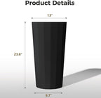 23.6" H Tall Planters for Outdoor Plants, 2 Pack Large Outdoor Planters for Porch Decor with Automatic Drainage Hole, Plastic Stripe Design Flower Pots Fits Indoor Plants Patio Garden, Black
