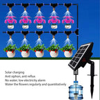 Solar Powered Spray Irrigation System Kit, Flexible Watering Schedule, Solar Auto Irrigation System with 2200mAh Battery, IP67 Water Proof, 15m Hose,15 Flower Pots, for Garden Lawn