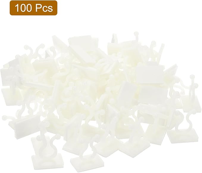 uxcell 100Pcs Plant Climbing Wall Fixture Clips, Plant Fixer Self-Adhesive Hooks Wire Fixing Supporting for Indoor Outdoor Decoration and Cable Wire Fixing (White, 7.2mm/0.28")