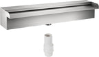 VEVOR Pool Fountain Stainless Steel Pool Waterfall Spillway with Pipe Connector Rectangular Garden Outdoor (11.8")
