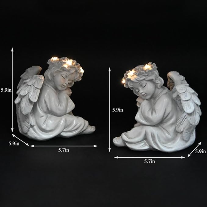 Angel Statue Garden Decor for Outside Solar Yard Art Outdoor Decorations Patio Porch Home Lawn Ornaments Christmas Light up Figurine Backyard Memorial Gift Idea Mom Mother Grandma