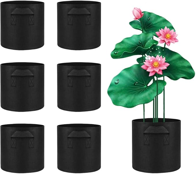 6 Pcs Lily Plant Pots for Pond, 1 Gallon Aquatic Pond Planter, Breathe Reusable Grow Bags with Handles for Aquatic Plants, Water Lily, Lotus, Potato,Onion,Flowers