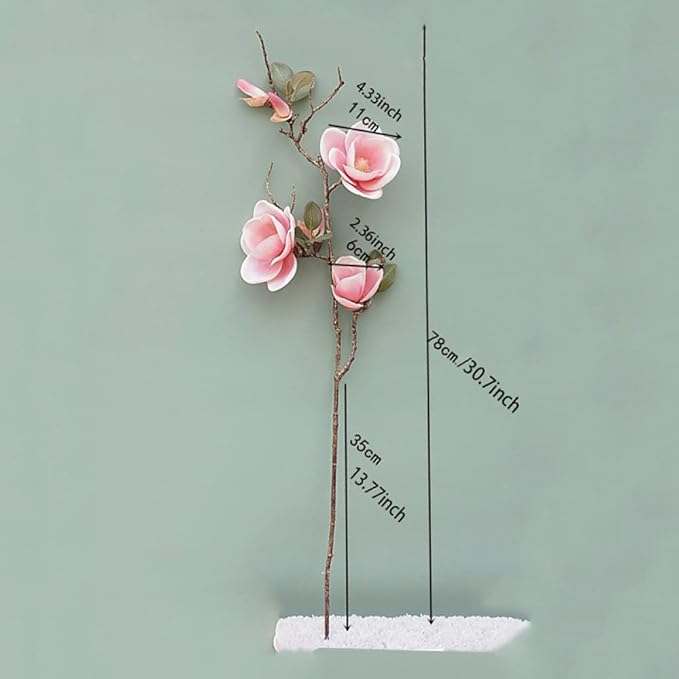 Big Magnolia Artificial Silk Flower Long Branch Living Room Home Wedding Decor Arrangement Autumn White Orchid Fake Plant,Pink