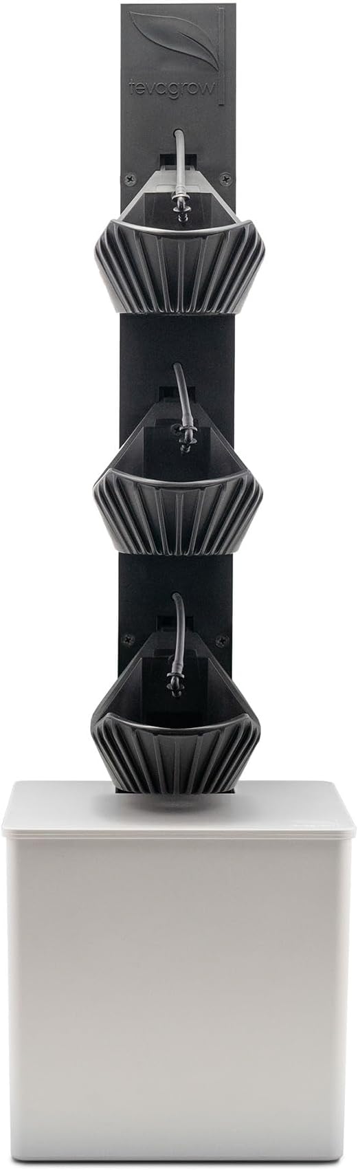 Tevatower Mini Smart Self-Watering Indoor Garden System - 3-Tier 4-Inch Planter Pot for Herbs, Flowers and Indoor Plants, Compact Smart Planter for Home Kitchen Office - Slate Grey