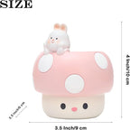 EOBTAIN Unique Mushroom Planter Pot Cute Animal Rabbit Pink Resin Succulent Small Pots for Indoor Plants Mini Cactus Planter Pots Living Room Office Table Decor,Mushroom Lover Gifts,4 Inch