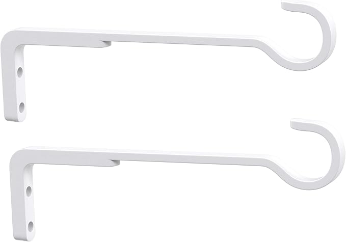 Saffruff 8 Inch 2 Pack White Heavy Duty Outdoor Plant Hangers, Iron Hanging Plant Brackets for Hanging Plants Outside, Metal Plant Hooks Plant Wall Hooks for Hanging Lantern, Bird Feeder