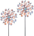 VEWOGARDEN 2PCS Metal Wind Spinners, Waterproof Wind Sculptures & Spinners Small Garden Art Outdoor Wind Spinner Kinetic Wind Spinner for Yard and Lawn