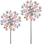 VEWOGARDEN 2PCS Metal Wind Spinners, Waterproof Wind Sculptures & Spinners Small Garden Art Outdoor Wind Spinner Kinetic Wind Spinner for Yard and Lawn