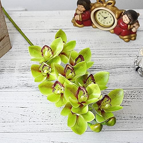 Luxurious Large Branch Real Touch 3D Printing Orchid Artificial Flowers Living Room Decoration Flores Artificiales (Color : White)