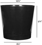 Root & Vessel Majestic Full Depth Round Cylinder Pot, Glossy Black, 10-Inch (10108)
