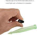 HAHIYO 30PCs 4x0.5Inch Transparent Green Plastic Floral Tubes with Barbed Floral Water Tubes Flower Vials with Silicone Cap for Plants Fresh Flowers Arrangement Decor Milkweed Cutting Florist Supplies