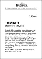 Burpee 'SteakHouse' Hybrid, Large Beefsteak Tomatoes, 25 Non-GMO Seeds