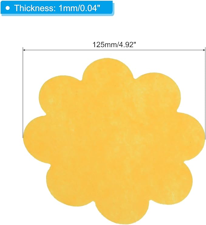 PATIKIL 5 Inch Plant Pot Hole Pad, 30 Pack Non-Woven Fabric Flower Shape Bonsai Bottom Soil Mat, Yellow