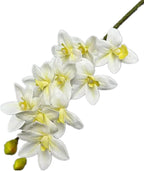 4pcs Artificial Cymbidium Orchid Flower Plant 3D Print Vanda 10 Heads Latex Phalaenopsis Flower (Yellow Heart White)