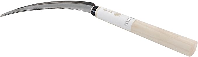 Wazakura Japanese Sickle with Saw-Tooth Blade - Hand Weeding Sickle for Grass, Weeds & Perennials - Sharp Garden Knife for Cutting & Harvesting, Made in Japan