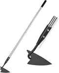 YEELOR Warren Hoe, Carbon Steel Triangle Garden Hoe with Stainless Steel 57" Adjustable Long Handle, Heavy Duty Gardening Hand Tools Hoe for Ridging Weeding Digging Loosening Edging Soil, Balck