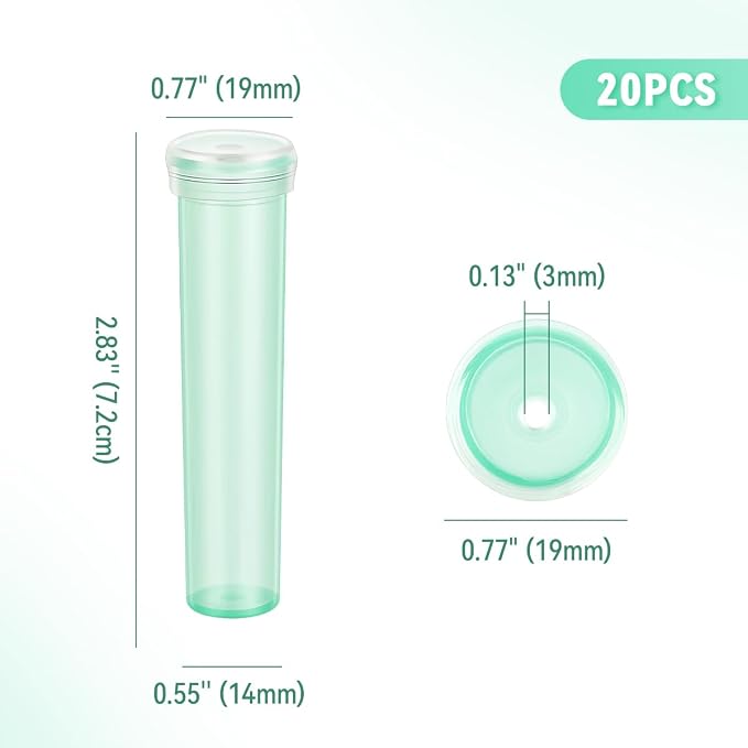 Vials for Flower Arrangements 2.8 Inch Floral Water Tubes Plastic Floral Vials with Caps (Green, 20 Pack)