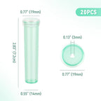 Vials for Flower Arrangements 2.8 Inch Floral Water Tubes Plastic Floral Vials with Caps (Green, 20 Pack)